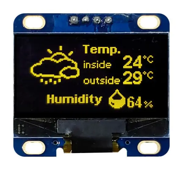 MIDAS DISPLAYS 1.28in OLED Graphic Display 128x64 I2C Yellow/Black