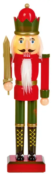 Premier LED Nutcracker Figure with Crown - Red