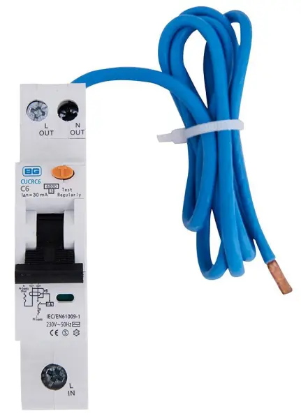 BG Electrical 6A Enkelpolige RCBO, C Curve, Type AC, 18mm