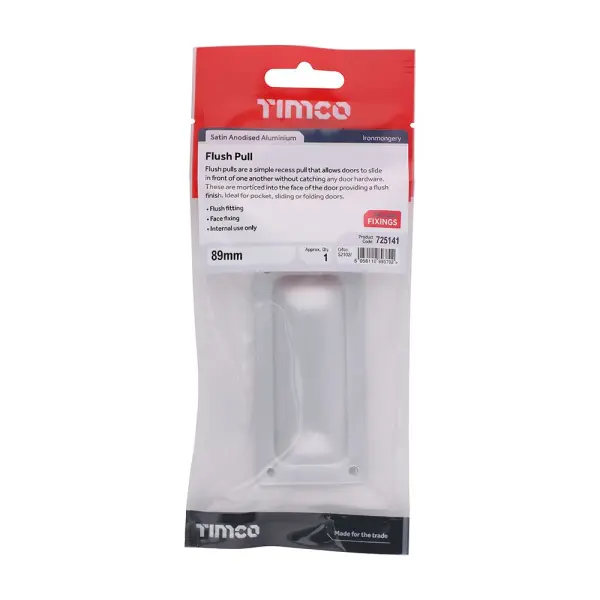 Timco - Poignée encastrée SAA pour portes coulissantes 89 mm