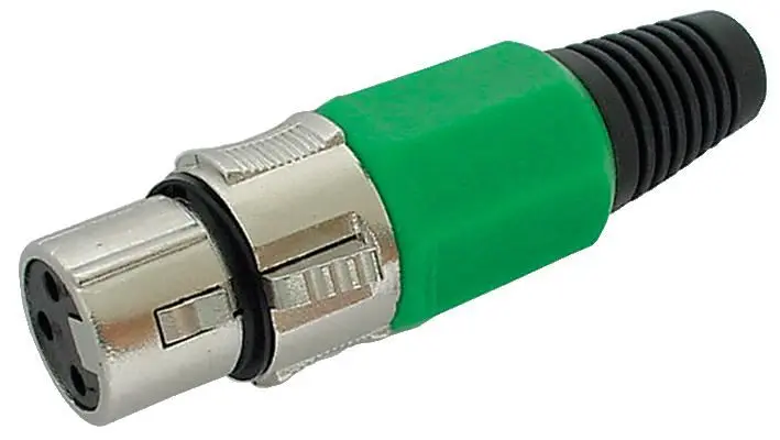 HiLo Conector XLR In-Line de 3 Polos, Níquel, Verde