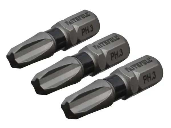 Faithfull PH3 x 25mm Bits Προσρόφησης Καρφιτσωμάτων (Σετ 3 Τεμαχίων)