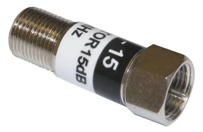 Atténuateur SAC F-Type 15dB, Femelle à mâle, 75 Ohms