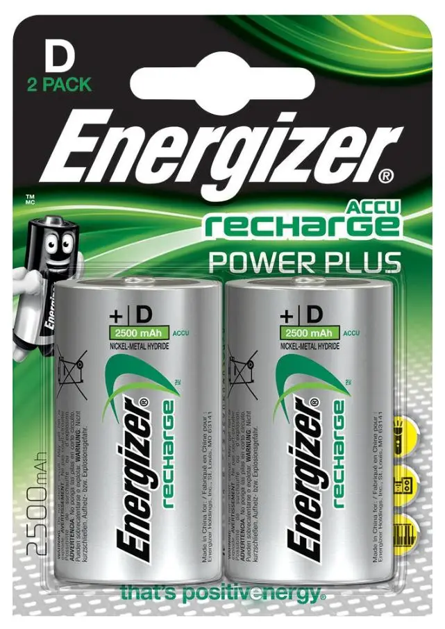 ENERGIZER 充電式D型ニッケル水素電池 2500mAh 2本パック