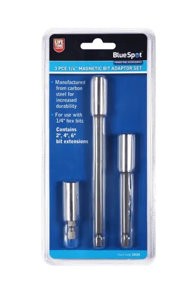 Blue Spot Tools 3件1/4英寸磁性批头转接器套装