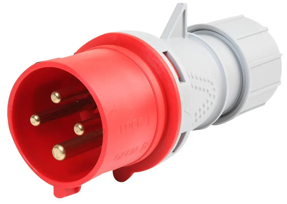 PRO ELEC Enchufe CEE 32A 400V IP44, 3P+E, Montaje en Cable, Rojo