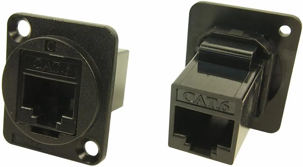 CLIFF Electronic UTP Cat6 RJ45 Panel Mount Connector, Black Plastic XLR Frame