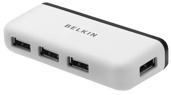 BELKIN Hub USB 2.0 4 Ports de Voyage, Blanc
