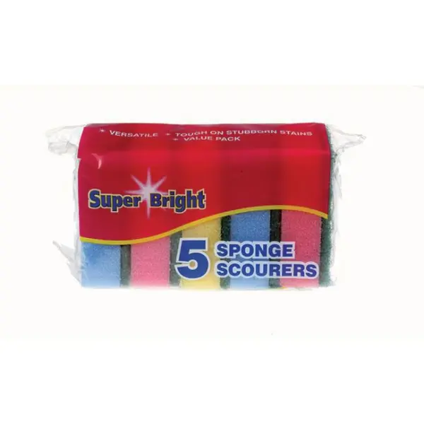 Super Bright Sponge Scourers, 5 Pack