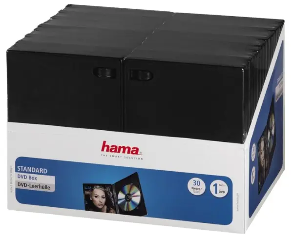 HAMA DVD Jewel Cases, Black, 30-Pack