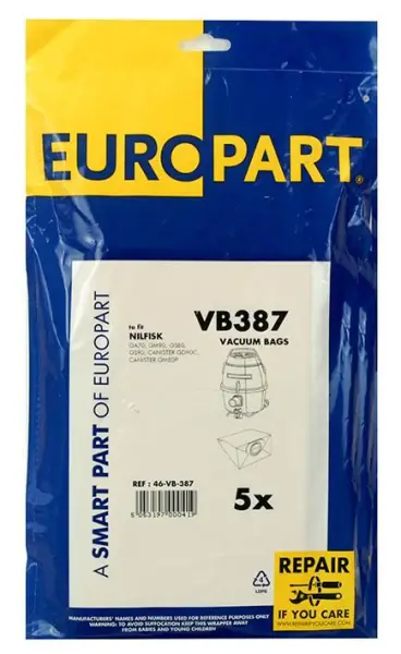 EUROPART Sacos de Pó para Aspiradores Nilfisk GS80 e G580, Pack de 5