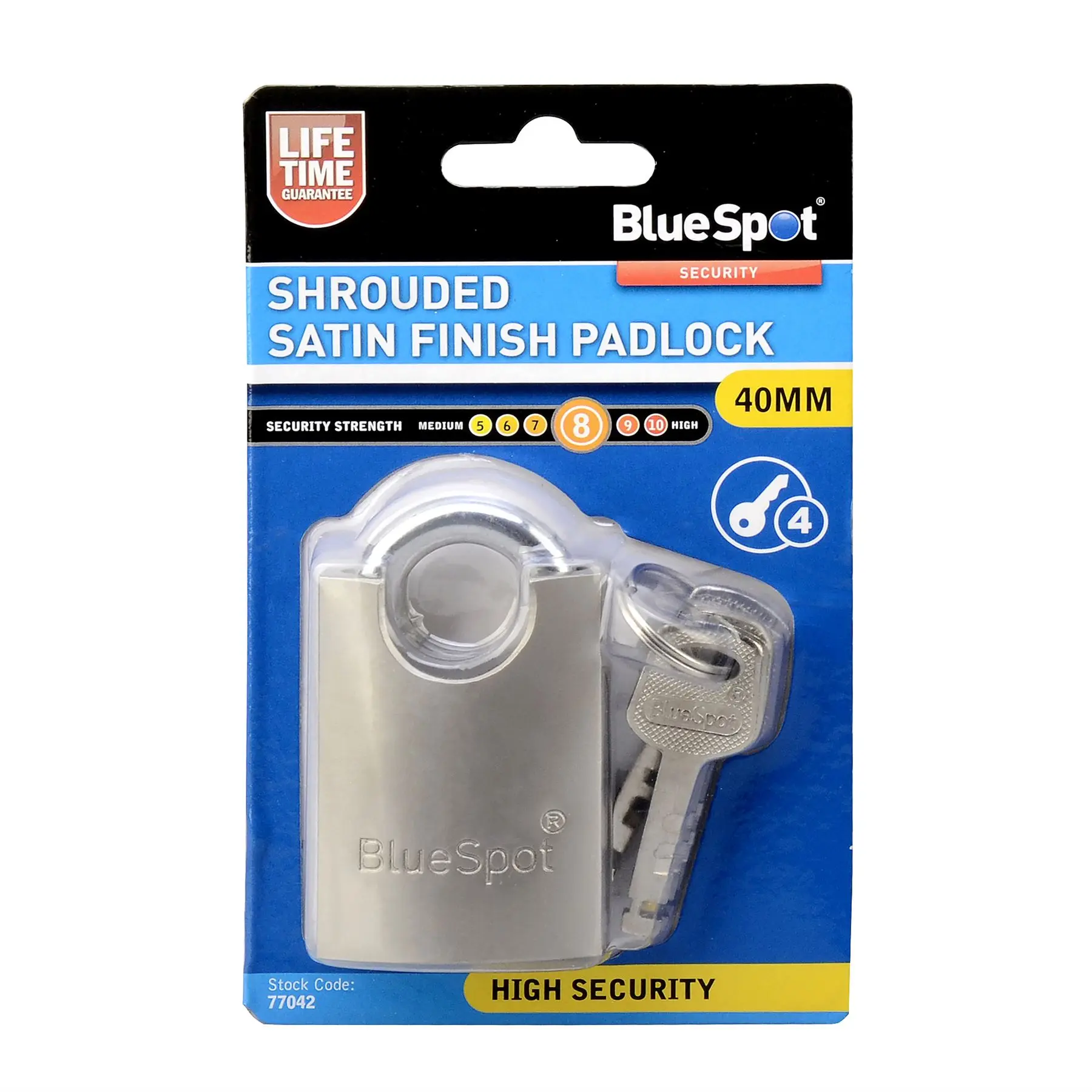 Cadenas Blue Spot 40mm à coque avec finition satinée