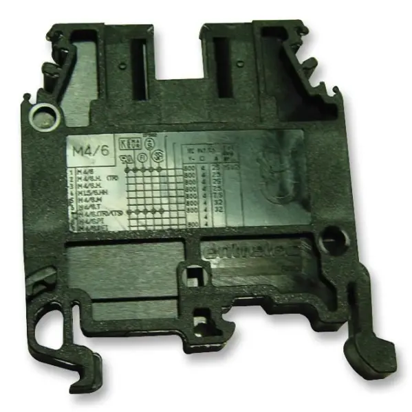 TE Connectivity Entrelec 30A 600V Standard Terminal Block, 22-10AWG 6mm - Black