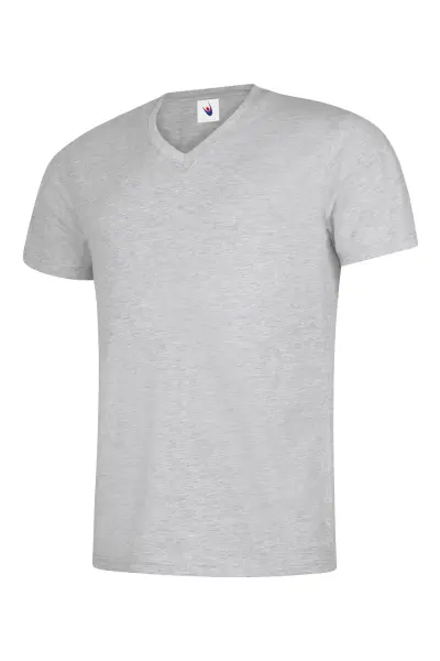 Uneek Classic V-Neck T-Shirt, Reactive Dyed Cotton, Heather Grey, 2XL