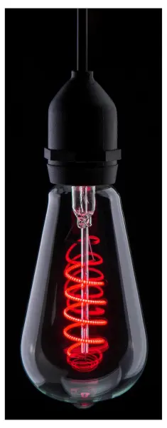 PRO-LITE LED Filament Light Bulb, ST64 Shape, BC/B22, Dimmable - Red