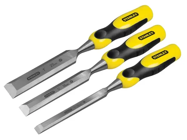 STANLEY DYNAGRIP Bevel Edge Chisel Set with Strike Cap, 3 Piece