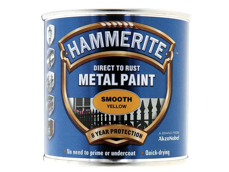 Hammerite Metal Paint přímo na rez, Hladká žlutá, 250 ml
