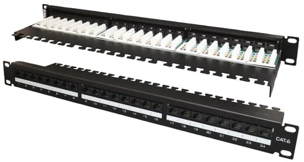 Panneau de brassage TUK 24 ports Cat6, montage en rack 1U