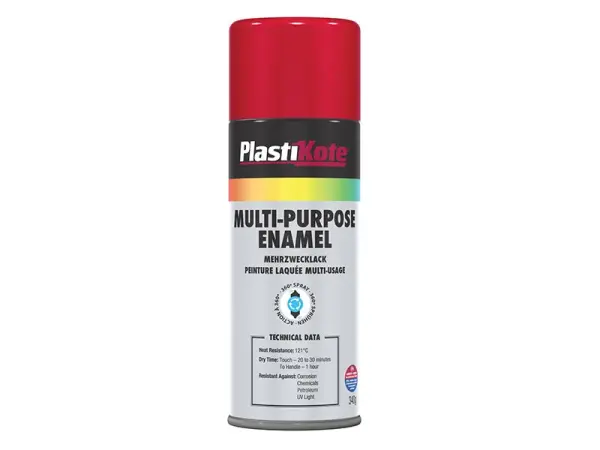 PlastiKote Peinture Enamel Spray Polyvalente, Rouge Brillant, 400ml