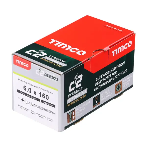 Timco C2 Exterior Strong-Fix PZ CSK Screws, 6.0 x 150 mm