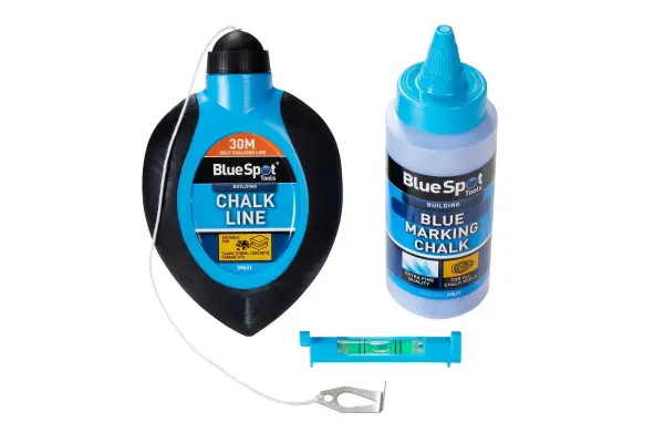 Blue Spot Tools - 3-Piece Chalk Line and Mini Level Set 30Mtr (100ft)
