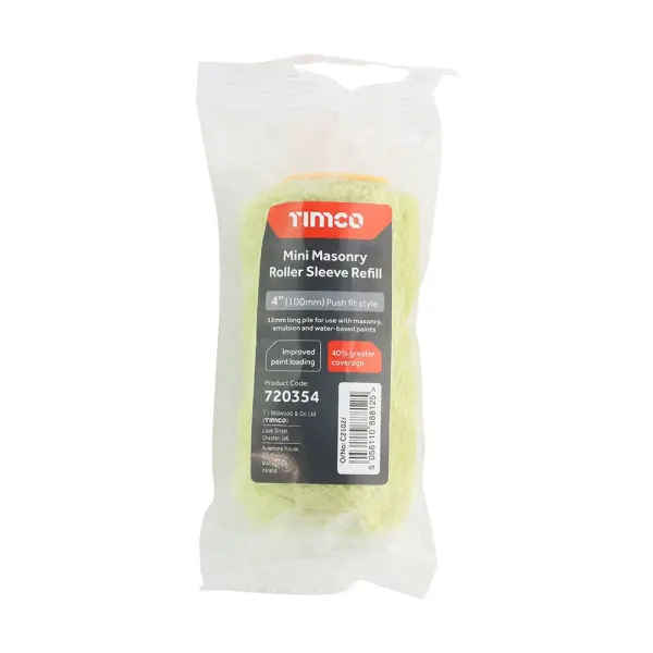 Timco - Manchon à rouleau mini pour maçonnerie 12 mm - 4 po, poil moyen