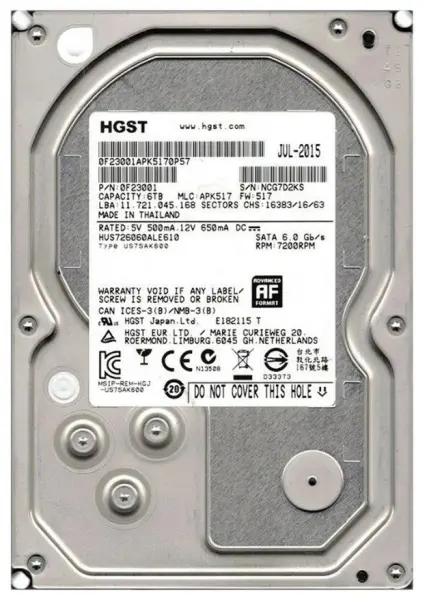 Hitachi Recertified 3.5in SATA 6TB 7200rpm Internal HDD