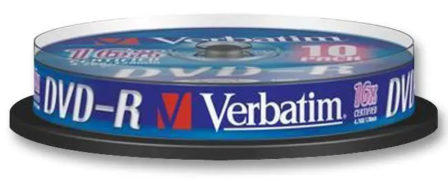 VERBATIM - DVD-R Folamh, 16x, Airgead Matta, Pacáiste 10