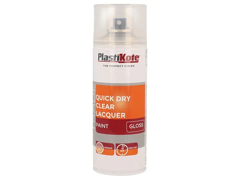 PlastiKote Quick Dry Clear Lacquer Spray, Gloss, 400ml
