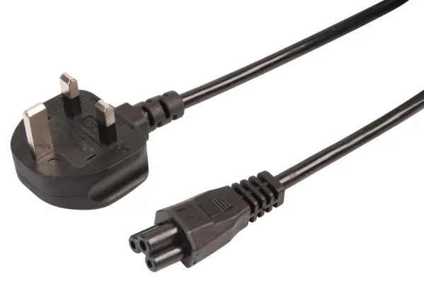 PRO ELEC UK Mains Plug to IEC C5 Power Lead, 6A, Black - 3m