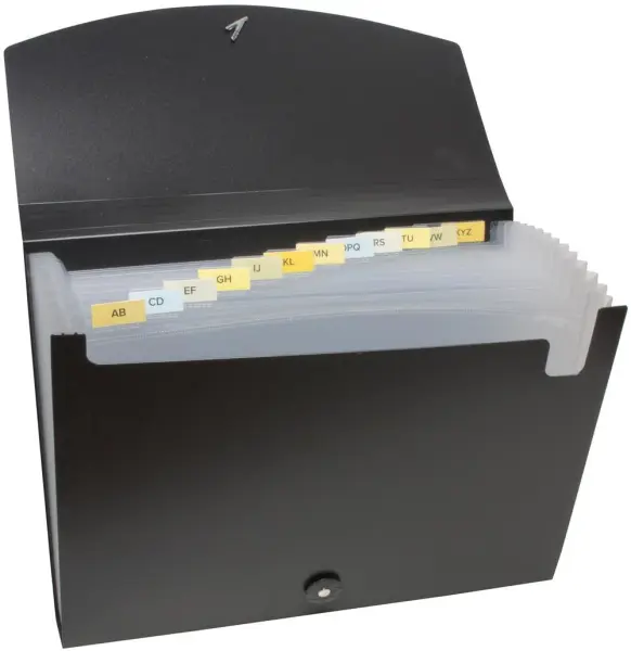 ECO-ECO A4 13 Pocket Expanding Filer, Black, 50% Recycled