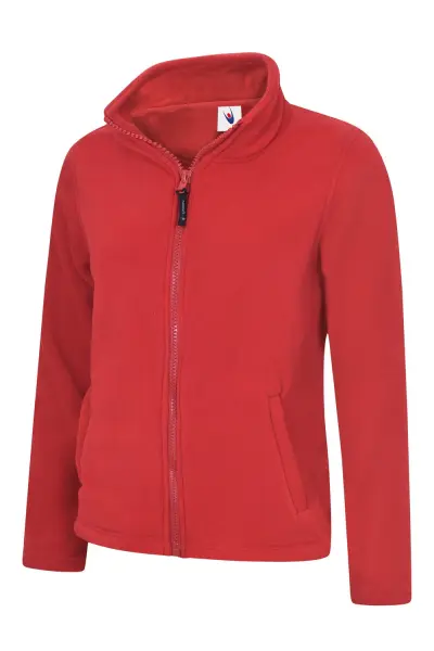 Uneek - Jaket Zip Penuh Fleece Wanita Klasik - Yoke Separuh Bulan - Merah - Sa