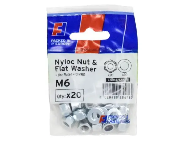 ForgeFix M6 Nyloc Nut & Washer Pack of 20