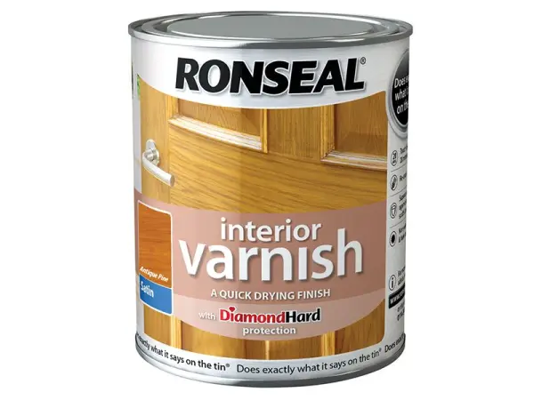 Ronseal Verniz Interior de Secagem Rápida, Acabamento Cetim Pinho Antigo, 750ml