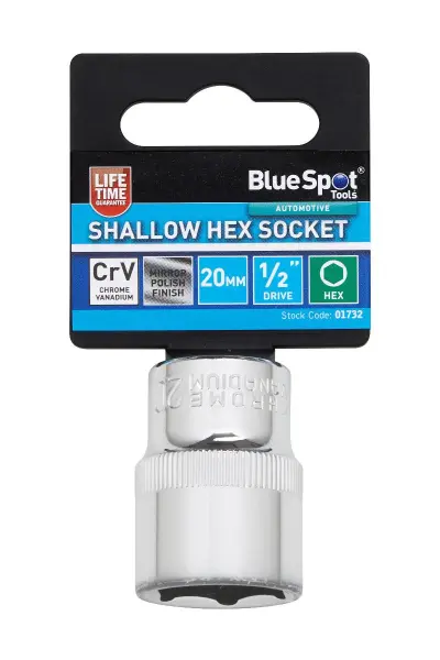Blue Spot Tools 20毫米1/2英寸驱动浅六角套筒