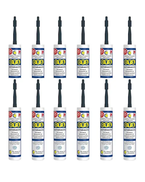 CT1 Anthracite Construction Sealant & Adhesive Tube (Pack of 12)