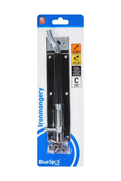 Blue Spot Tools 200mm 碳钢镀黑粉末涂层塔式门栓