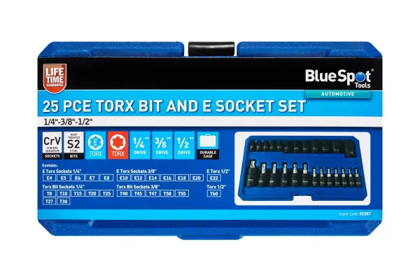 Blue Spot Tools - Set Soket & Bit Torx 25 Keping 1/4, 3/8, 1/2
