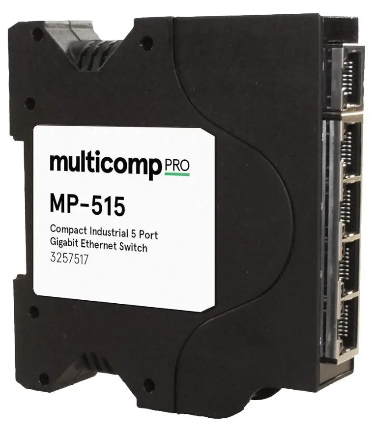MULTICOMP PRO Comutador Industrial Gigabit de 5 Portas, Montagem em Carril DIN