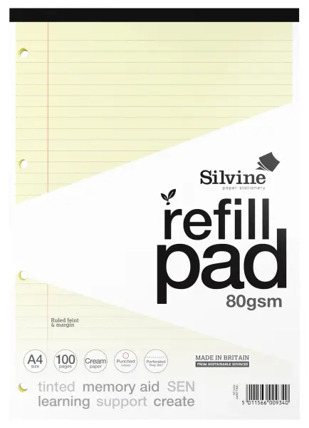 SILVINE A4 Tinted Refill Pad 100 Pages - Cream