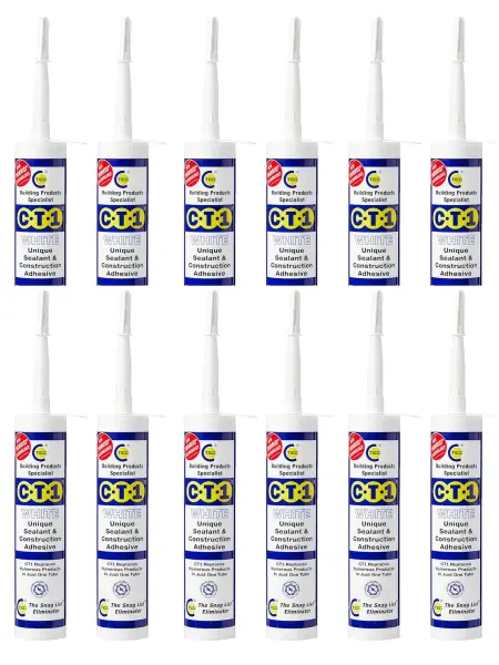 CT1 White Construction Sealant & Adhesive, Pack of 12