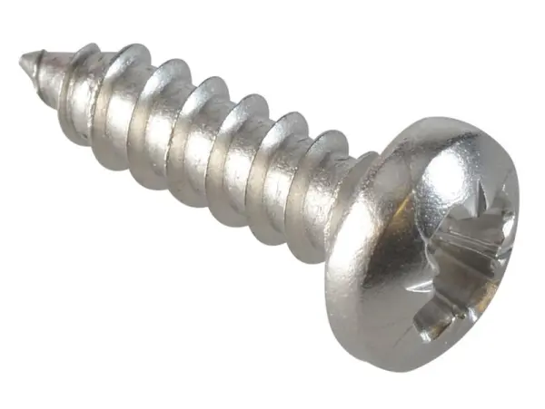 ForgeFix Self-Tapping Screws Pozi Pan Head, Stainless Steel, 1/2in x 6, Pack of