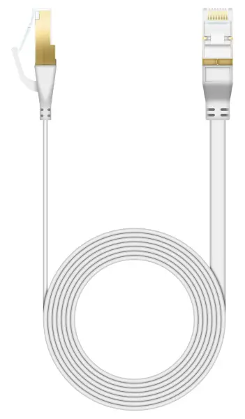 Electrovision Flat Cat8 Shielded Ethernet Patch Lead - White 10m