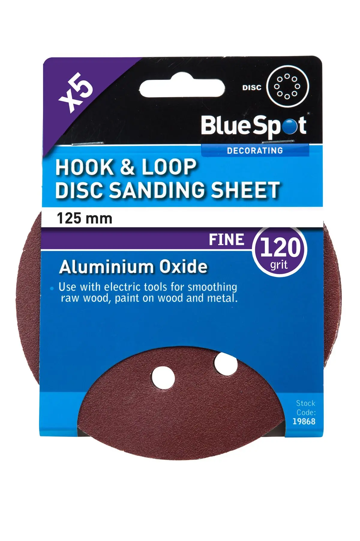 Blue Spot Tools - 5 Keping Cakera Pengamplas 120 Grit, 125mm