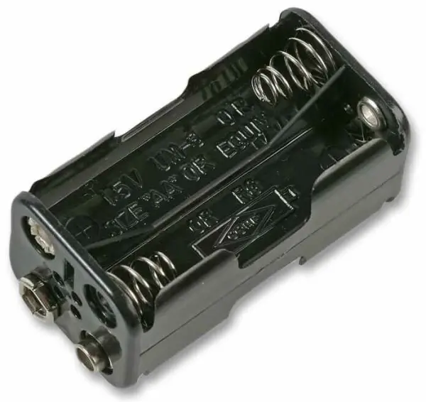 Pro Power Porta Batterie per 4 AA con Aggancio a Scatto, Plastica Nera