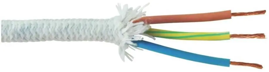 PRO ELEC Cable de alimentación trenzado 3 núcleos, 1mm², 10A, 2.5m, Blanco