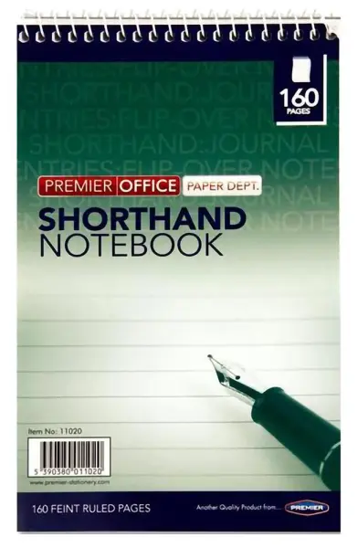 PREMIER STATIONERY 160 Page Shorthand Notebook, Feint Ruled, 210x130mm