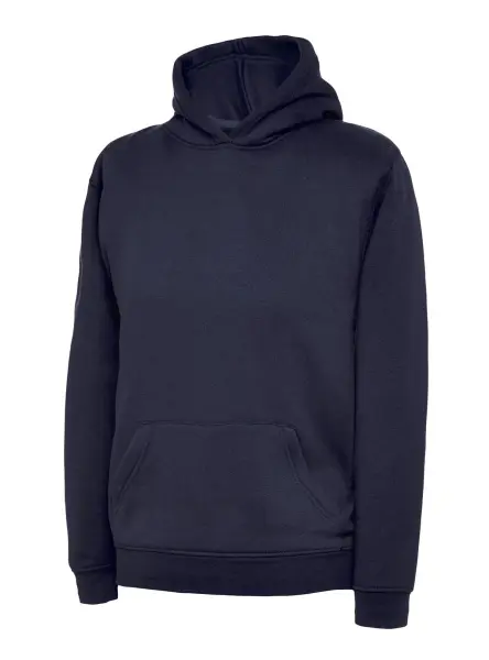 Uneek Kids' Navy Hooded Sweatshirt - 50% Polyester 50% Cotton - 2 Years