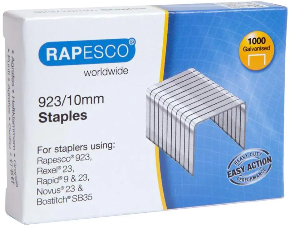 RAPESCO 923/10mm Stáplaí Crua Dhéanta as Cruach Galvanaithe (Pack of 1000)