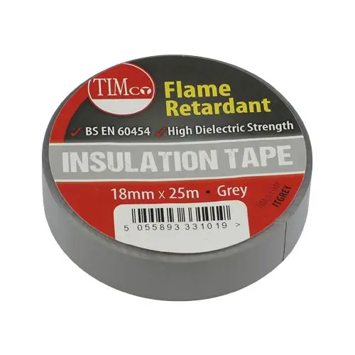 Timco PVC Insulation Tape, Grey, 25m x 18mm, 10-Pack